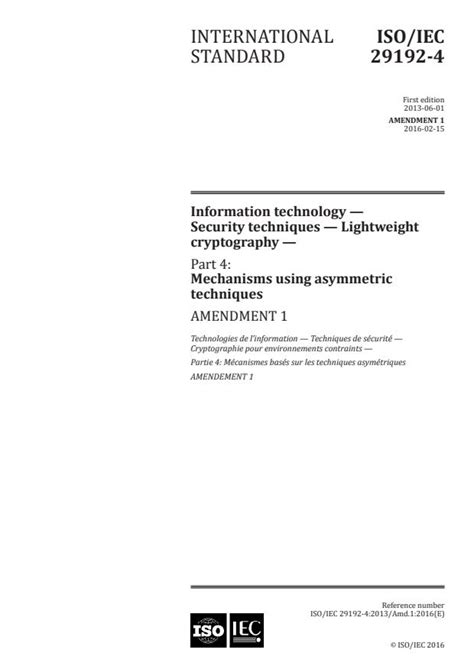 ISO/IEC 29192-4:2013/Amd 1:2016 - Information technology — Security ...