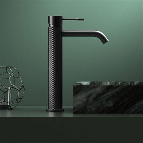 Moray Gun Metal Textured Tall Basin Tap Knurled Taps