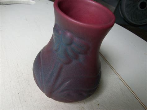 Van Briggle Art Pottery Vase Daisy Pattern Mulberry