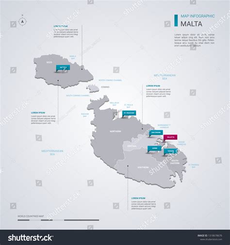 Malta Vector Map Infographic Elements Pointer: стоковая векторная ...