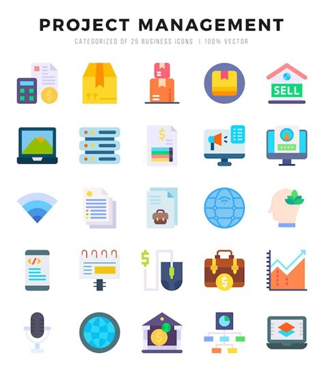 Premium Vector Vector Project Management Types Icon Set In Flat Style