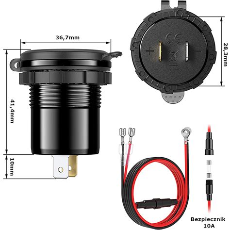 Adowarka Motocyklowa Samochodowa X Usb Qc Woltomierz