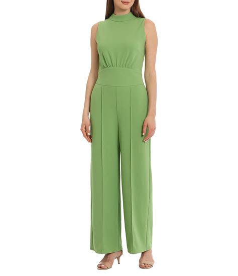 Maggy London Stretch Mock Neck Sleeveless Wide Leg Jumpsuit Dillards