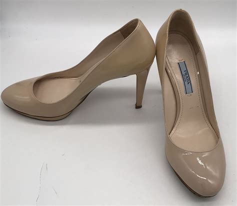 Prada Womens Nude Patent Leather Platform Heel Sz 36 5 Gem