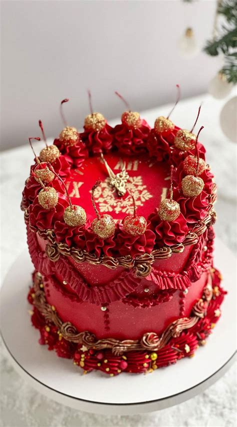 40 Frosty And Festive Christmas Cake Inspirations Red Buttercream