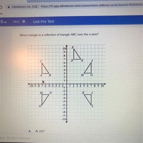 Which Triangle Is A Reflection Of Triangle ABC Over The X Axis