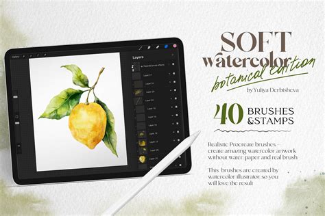 Botanical Soft Watercolor Procreate Brushes Design Cuts