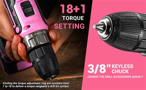 Power Drill Cordless DEKO PRO Pink Cordless Drill 20V Electric Power