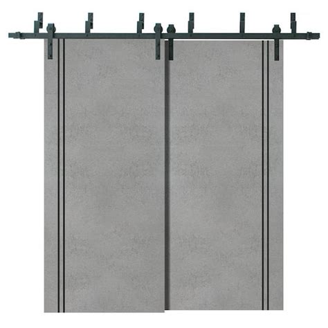 Sartodoors 56 In X 84 In 2 Panel Concrete Solid Wood With Honeycomb