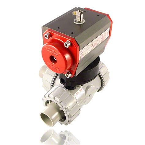 Pneumatically Actuated 3 Way Ball Valve L Bore Ball Plain Male Ends