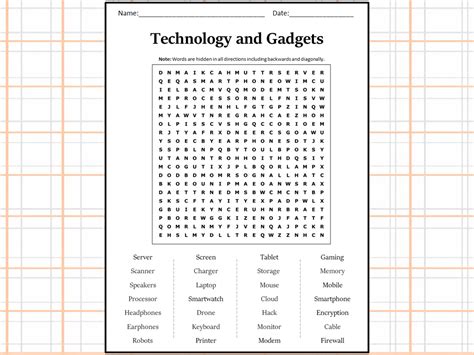 Technology And Gadgets Word Search Puzzle Worksheet Activity Teaching