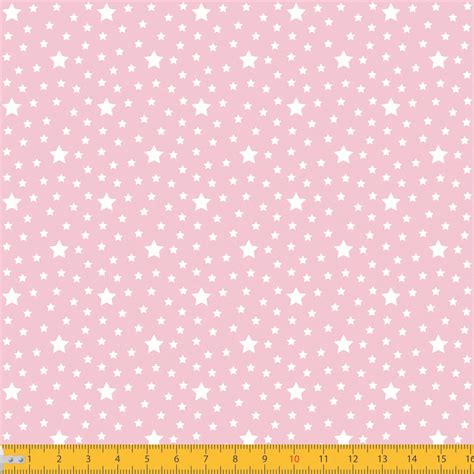 Tecido Tricoline Estampado Estrelas Fundo Rosa Pink 50cm X 150mt