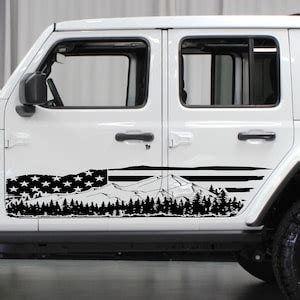 American Flag Mountain Silhouette Decals Fits Jeep Wrangler JK, JL Side ...