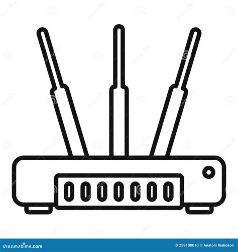 Computer Modem Icon Outline Vector Wifi Router Stock Illustration