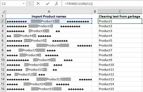 CLEAN Formula To Clear Non Printing Characters In Excel