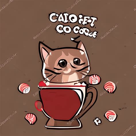 Chibi Cat Drinking Hot Chocolate Cartoon Creative Fabrica