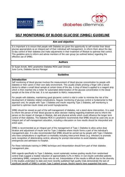 Self Monitoring Blood Glucose Smbg Guideline Nhs Lanarkshire