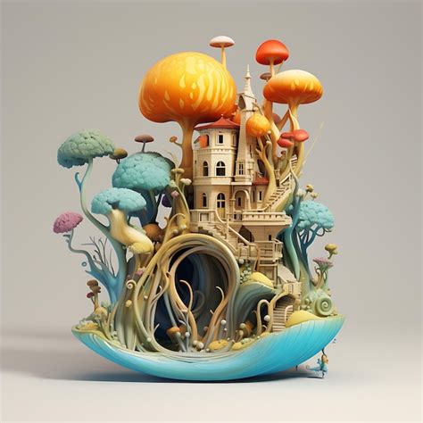 Premium Ai Image Mashroom Funny 3d