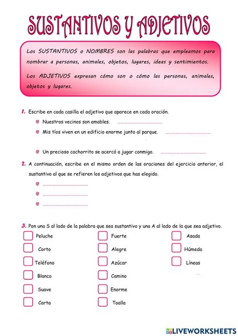 El Adjetivo Online Activity For Comunicación Gramática Live Worksheets