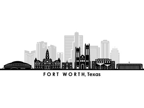 Fort Worth Texas Usa Skyline City Umriss Silhouette Vektor Etsy