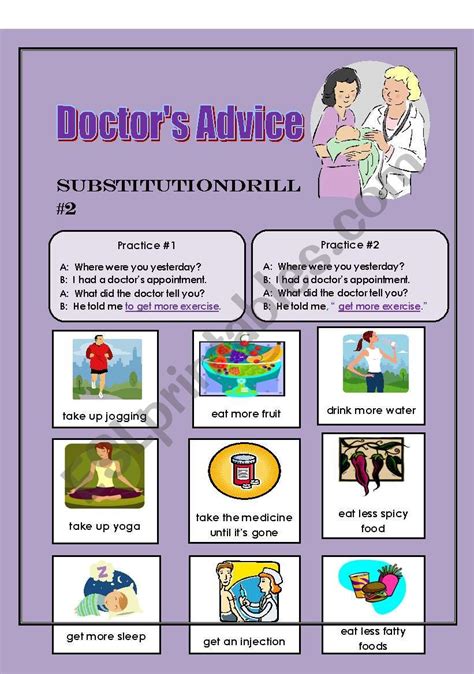 Doctor´s Advice 2 Esl Worksheet By Nalawood