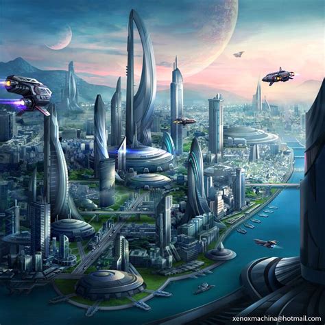 Artstation Sci Fi Civilization Futuristic City Fantasy Landscape