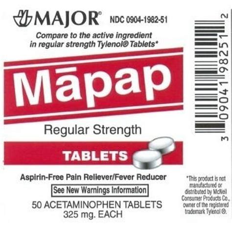 Major Mapap Regular Strength Tablets 325 Mg 50 Count