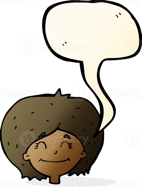 Cartoon Happy Female Face With Speech Bubble 45100410 Png