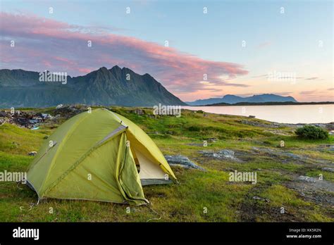 camping in Lofoten island,Norway Stock Photo - Alamy