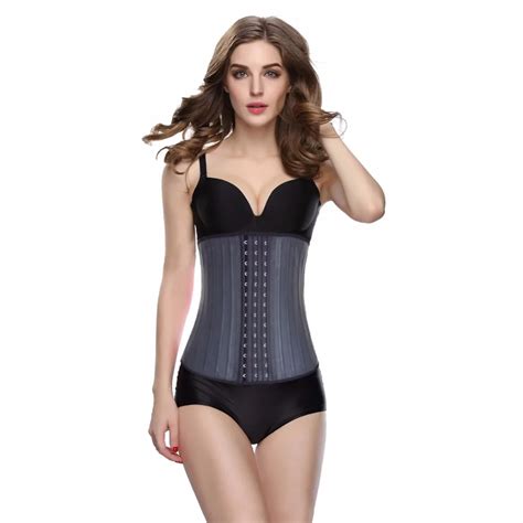 25 Steel Boned Waist Trainer Corset Underbust Latex Shapewear Corselet