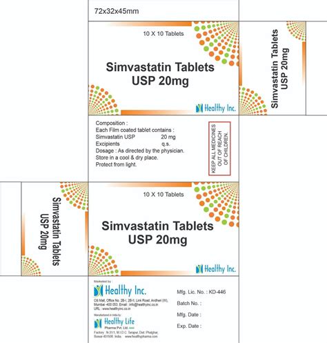 Simvastatin Tablets Usp 20 Mg At Rs 172 6 Strip Andheri West Mumbai