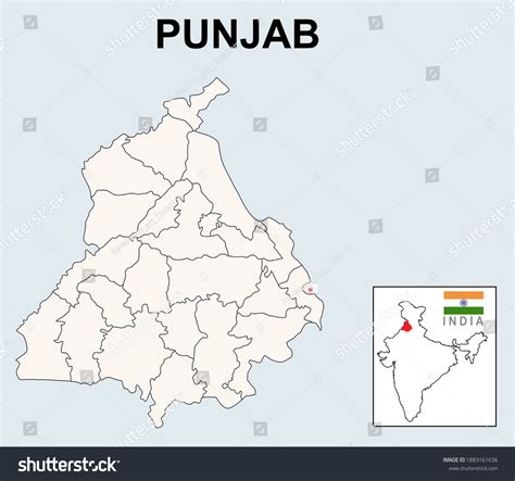 Punjab Map District Boundary Of Punjab Vector Royalty Free Stock Vector 1883161636