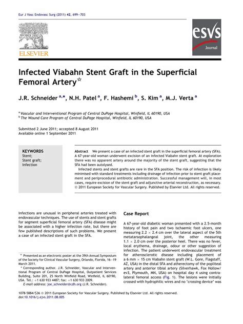 PDF Infected Viabahn Stent Graft In The Superficial Femoral Artery