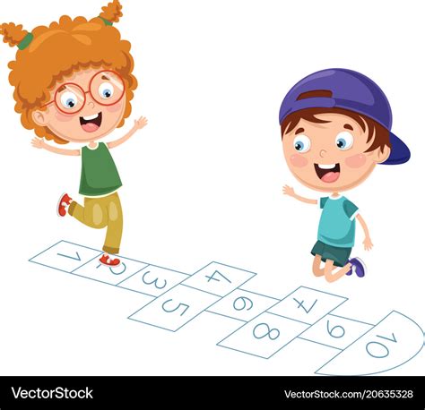 Kids playing hopscotch Royalty Free Vector Image