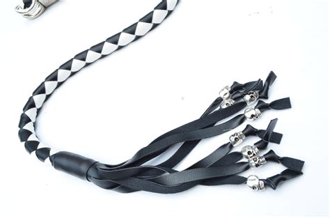 Pu Leather Motorcycle Whip Get Back Whip With Skull Tassels Etsy