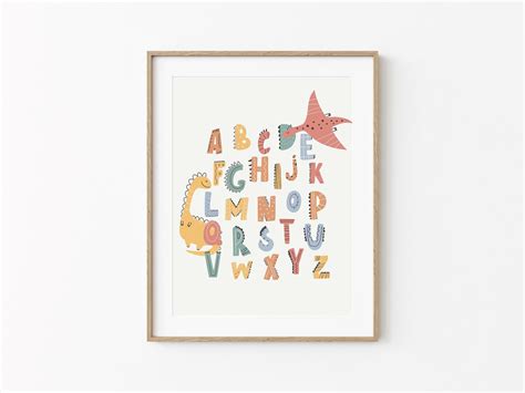 Dinosaur Alphabet Printable Nursery Wall Artboys Room Playroom Art