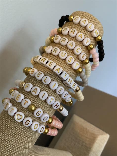 Word Bead Bracelet Inspiration Bracelet Encourage Bracelet Etsy