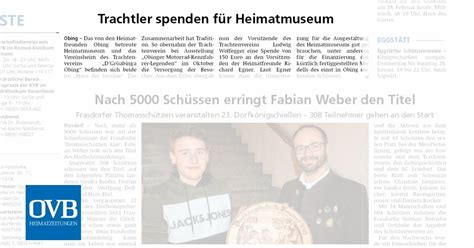 Trachtler spenden für Heimatmuseum OVB Heimatzeitungen