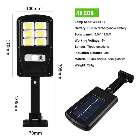 Mini Lumin Ria Solar Cob Poste Rua Parede Refletor Sensor