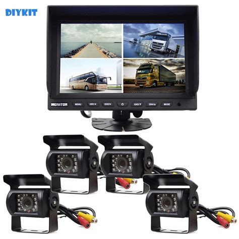 DIYKIT 9 Inch Split Quad Display Rear View Monitor Car Monitor 4 X