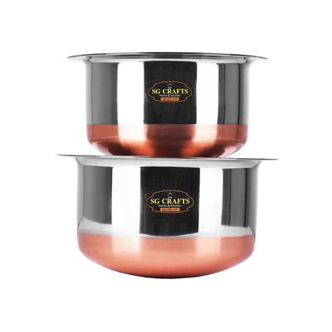 Buy SG CRAFTS Steel Copper Bottom Tope Set Of 2 Pcs With Lid Gas Stove