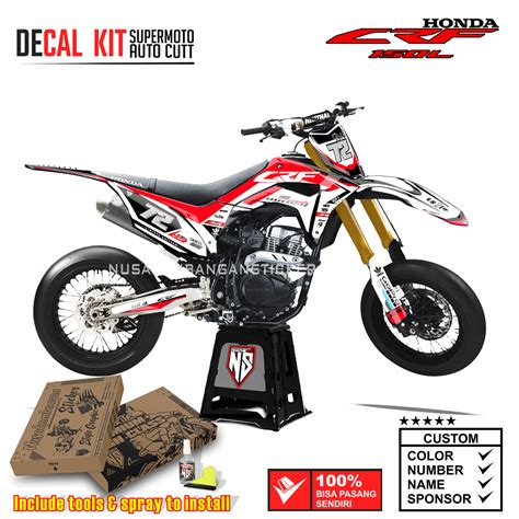 DECAL KIT STICKER SUPERMOTO HONDA CRF 150 L LINEKROS MERAH05 GRAPHIC