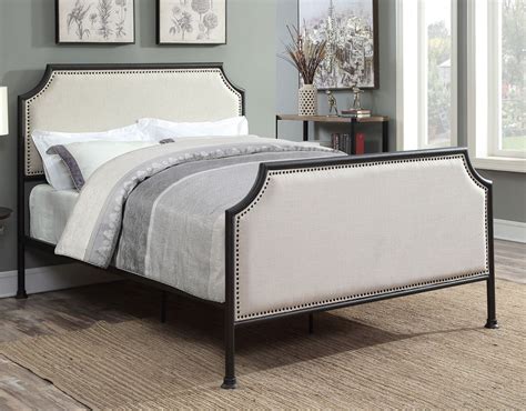 Industrial Upholstered Panel Queen Metal Bed By Pulaski Furniture