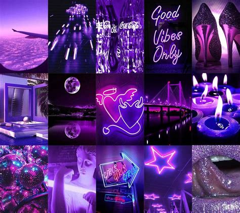 Boujee Purple Wall Collage Kit Purple Collage Kit Purple Aesthetic Collage Kit Trendy