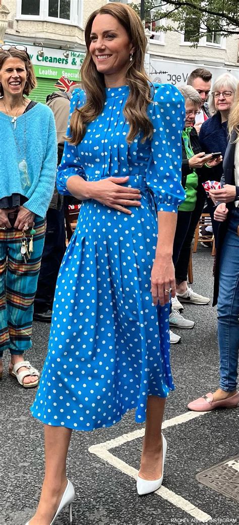 Kate Middleton In Blue Polka Dot Dress At Day Of Wimbledon Today