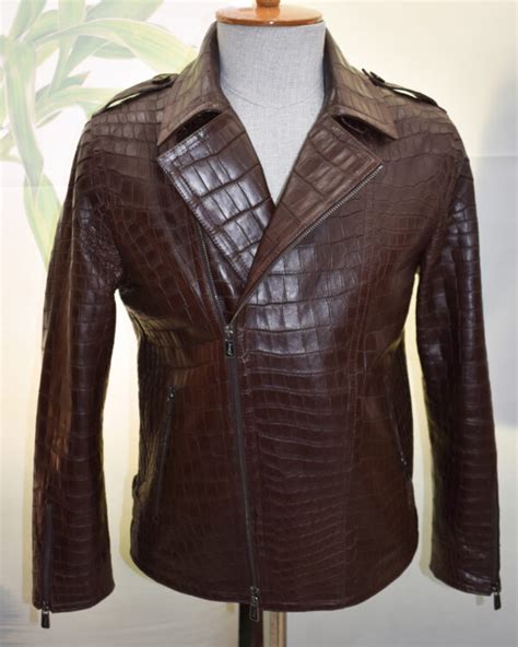 Brioni Genuine Crocodile Leather Biker Jacket Leather Guys