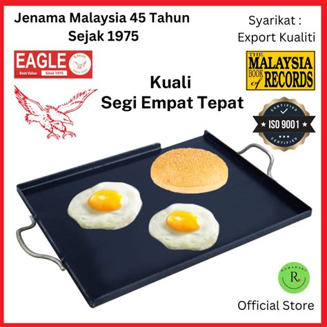 Lagi Tebal EAGLE Rectangular Hot Plate Pan Kuali Grill Plate Untuk Burger Roti John Roti