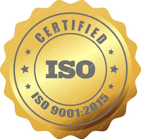 Sello Iso En Dorado Sello Iso Certificado De Empresa Certificado Iso 90012015 Vector Azul