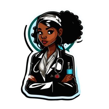 Black Doctor Girl Sticker Clipart Vector Sticker Design With Cartoon