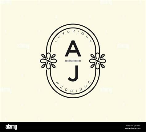 Aj Initials Letter Wedding Monogram Logos Template Hand Drawn Modern